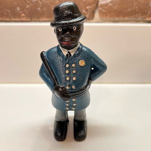 Vintage black policeman cast iron Bank